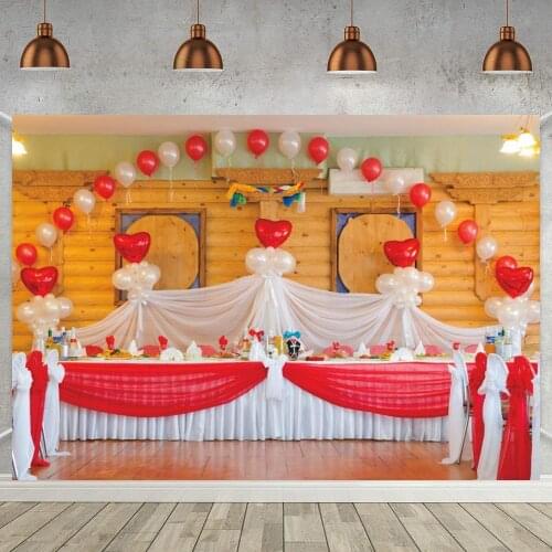 Hot Pink Wedding Stage Photography Backdrop Gifts Wine Table Decor Arched Balloons Backgound For Home Photo Poster