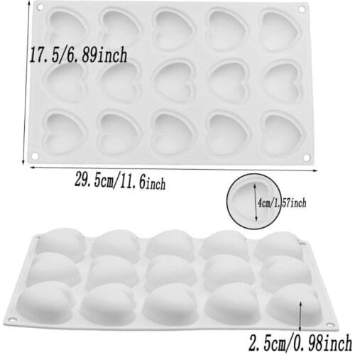 Tools 15 Cavity Love Heart Baking Mold for Soap, Cake, Bread, Cupcake, Cheesecake, Cornbread, Muffin, Brownie, and More