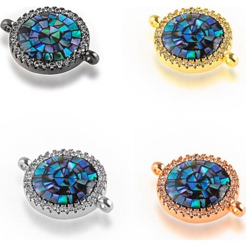 Exquisite Light Luxury Rainbow Color Crystal Round Connector For Jewelry Making Bracelet Jewelry Accessories