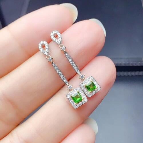 The Best engagement Gift Natural And Real Diopside earrings 925 sterling silver Fine jewelry Diopside earring