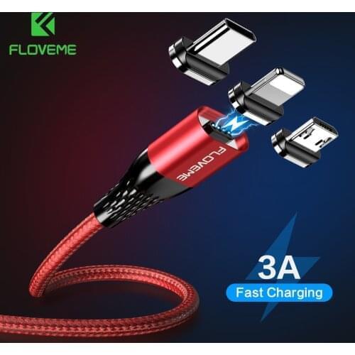 FLOVEME Magnetic Cable For iPhone 3A Fast Charging Micro USB Type C Cable For Samsung Xiaomi Huawei Magnet Microusb Data Cord