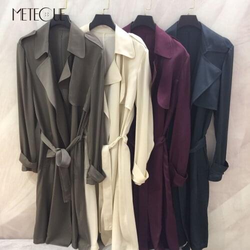 Metecue Women's Long Trench Coats