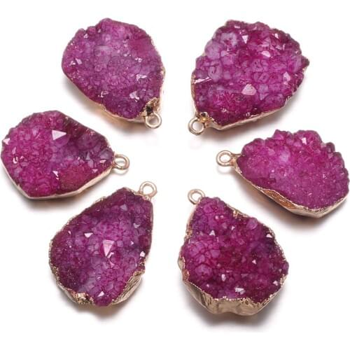 Natural Stone Crystal Cluster Pendants Irregular Shape Exquisite Charm For jewelry making DIY necklace Earring accessories