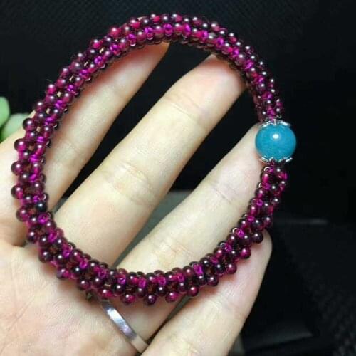 Natural Red Garnet Gemstone Round Beads Bracelet 3mm Fine Jewelry Garnet Bracelet AAA