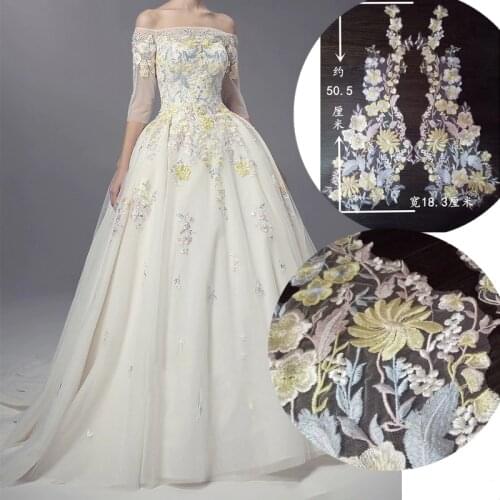 New Lace Trim One Piece/One Pair Colorful 18*50cm Floral Venice Lace Applique Sewing Trim Bridal Wedding Applique