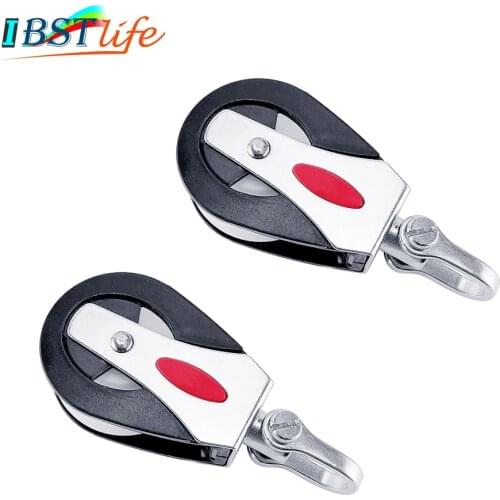 2X 1500Lbs Load Sheave Block Head Single Pulley Swivel Shackle Sailboat Plain Bearing Block Rope Runner Boat Accessories