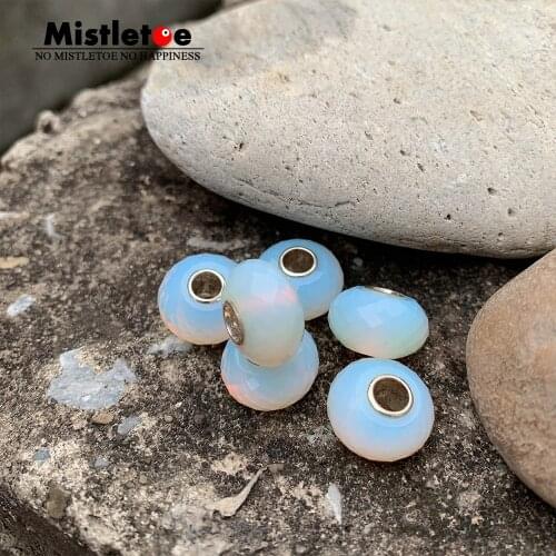 Mistletoe 925 Sterling Silver Faceted Fine Natural White Opal Bead with Fire Stone Bead Jewelry