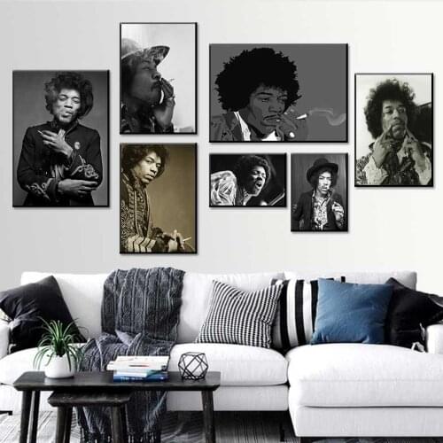 Jimi Hendrix Posters and Prints Pop Singer Star Canvas Painting Famous Wall Art Music Pictures for Interior Room Home Decor