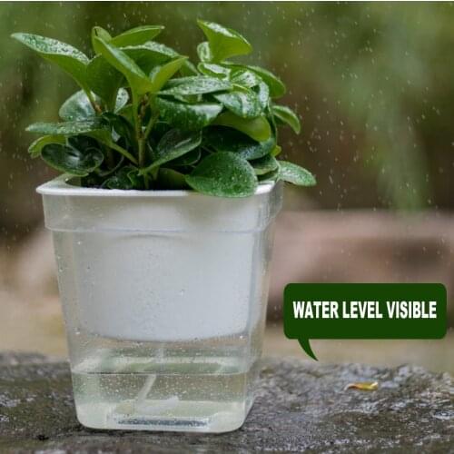 Tranparent Square Double Plant Flower Planter Pot Home Garden k cor Cotton Rope Self Watering Planter Flower Pot