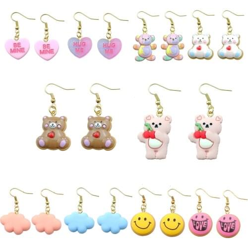 Heart Bear Cloud Earrings Face Drop Earring Costume Trendy Style Woman Girl Jewelry Drop Shipping