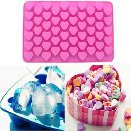 55 Sweet Hearts Silicone Chocolate Cookie Mould Baking Valentine Jelly Cake Tools Kitchen Bar Bakeware