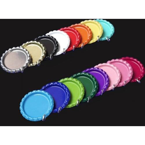 SUTOYUEN 160pc 1" Colored Flattened Bottle Caps With Split Ring Hole For DIY Crafts Accessories Jewelry Pendants Mixed 16 colors
