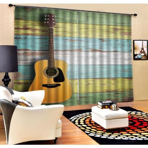 Wood stripes curtains 3D Curtain Printing Blockout Polyester Photo Drapes Fabric For Room Bedroom
