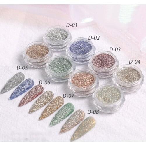 1Box Sparkling Diamond Nail Powder Laser Silver Reflective Nail Glitter Dust Fine Shiny Pigment Holographic Nail Art Decorations