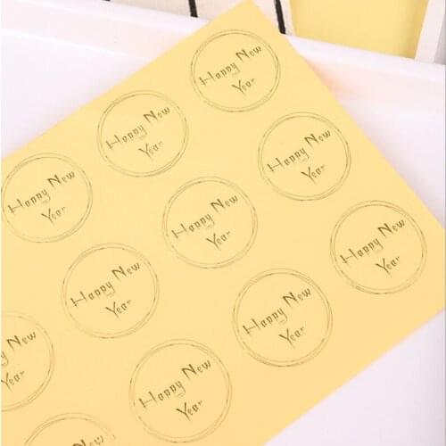 100Pcs Happy New Year Golden Stamping Sealing Sticker DIY Gifts Posted Baking Decoration Label Multifunction Stickers