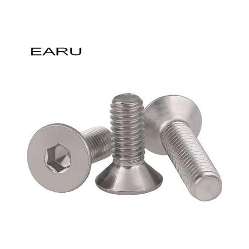 35 pieces M4*40 mm 304 Stainless Steel Inner Hex socket Countersunk Flat Cap Cup Head Screws Bolt DIN7991 Standard