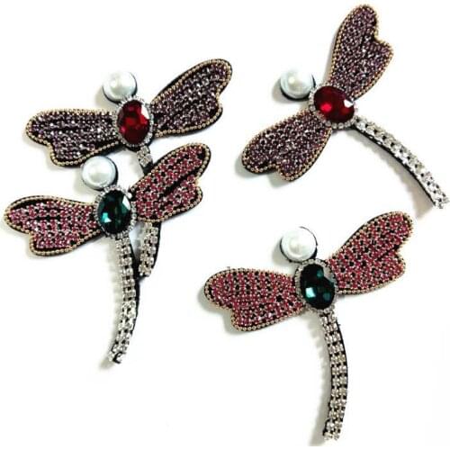 3D Handmade rhinestone butterfly Patches DIY sew on animals parches for clothing embroidery flower applique