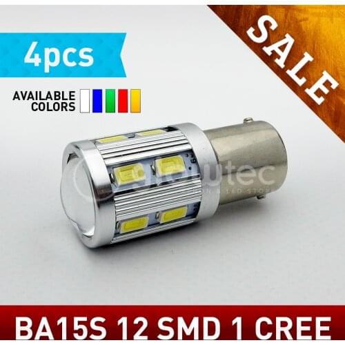 4PCS P21W 1156 BA15S 13 SMD 5730 Super 1xCREE 13smd Brightness Brake Fog Lamps Bulb Car led GLOWTEC