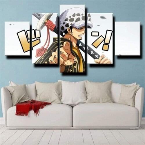 5 Piece Wall Art Canvas Anime Manga Pirate King Figure Luo Posters And Pictures Modern Home Living Room The Wall Decoration