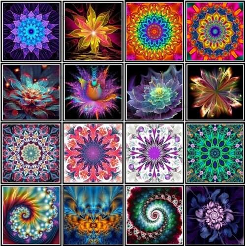 5D Colorful Flower Mandala Diamond Painting Diy Cross Stitch Kit Crafts Crystal Stickers Diamond Embroidery Home Wall Decoration