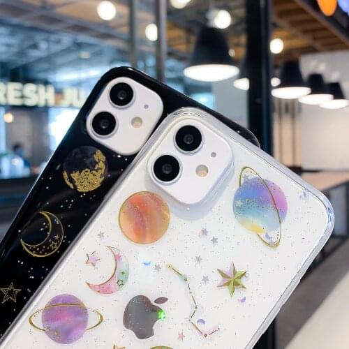 Glitter Space Planet Case For Samsung A51 A71 A50 A70 A41 A20 A40 A21 A31 A12 A42 S10 Plus S10E J5 J7 Note 8 9 10 Case Silicone