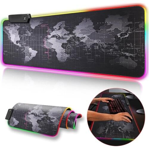 RGB Large Gaming Mouse Pad World Map Mousepad Colorful Computer Pad Desk Mat Keyboard Pad for Laptop Notebook
