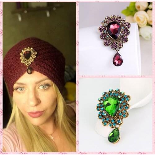 Water Drop Big Middle Crystal Rhinestones Brooch Bouquet Brand Jewelry Big Red Glass Brooch Pin for Women Bouque Wedding Jewelry