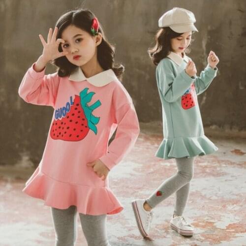 Girls Suit Sweatshirts +Pants 2Pcs/Sets 2021 Strawberry Spring Autumn Teenagers Outwear Kids Cotton Tracksuit Sport Suits Childr