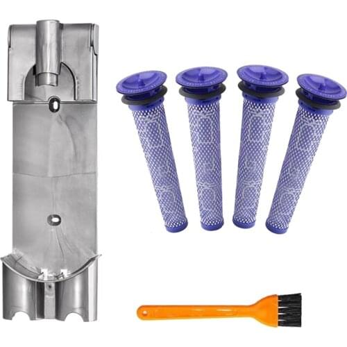 Vacuum Cleaner Docking Station,1 Wall Mount Bracket with 4 Pre Filters for Dyson V7 V8 Handheld Cord-Free Vacuum Cleaner
