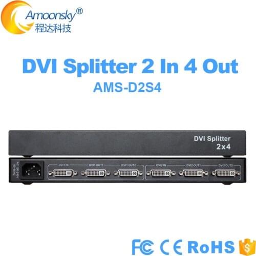 DVI Splitter D2S4 video 2X4 DVI-D Distributor 2 In 4 Out UHD 1080P for projector monitor computer graphic card