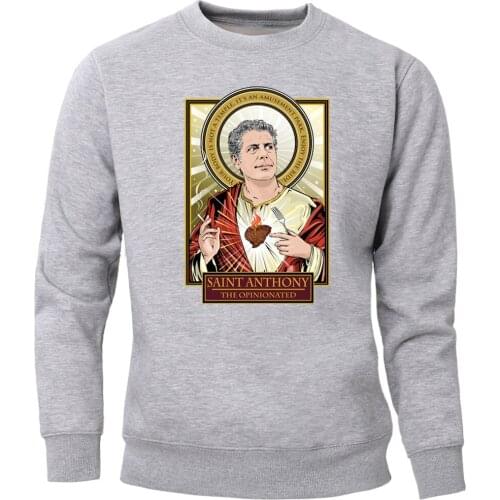 The Anthony Bourdain Prayer Candle Sweatshirts Men Funny Crewneck Hoodies Jumper Loose Fleece Warm Print Streetwear Sportswear
