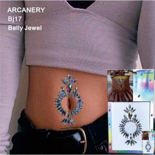 BJ17 1 Piece Resin Belly Button Ring Rhinestone Body Jewelry Sticker Best for Festival Clothing body Art Tattoo Sticker