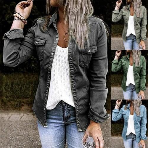 Womens Fashion Denim Thin Coats Autumn Spring Single Button Outerwear Tops Slim Jeans Jackets