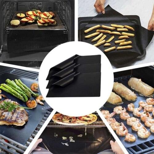 3pcs Food Grade Reusable Non-Stick BBQ Grill Mat Pad Baking Sheet Meshes Portable Outdoor Picnic Cooking Barbecue Tool
