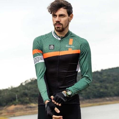 Santic Spexcel Men Long Sleeve Cycling Jerseys Pro Fit Road Bike MTB Top Bike Jersey Breathable Maillot Ciclismo Hombre 1090