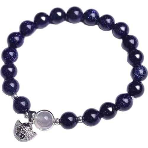 Natural Stone Blue sandstone Bracelet For Jewelry Making Diy Bracelet Necklace Charm gifts