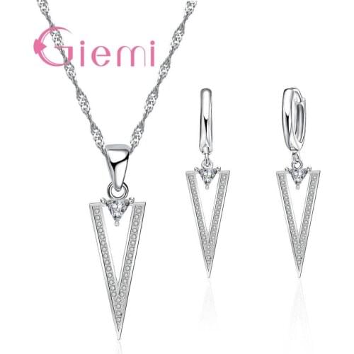 Charm Party Jewelry Sets 925 Sterling Silver Pendant Necklace Earrings Jewelry Sets Women Lattest Gift Free Shipping