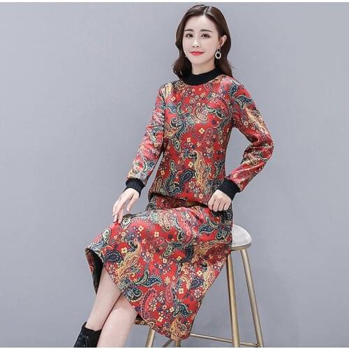 Dresses for Women Autumn Winter Retro plus Size Womens Clothing Long Dress Vestido De Mujer