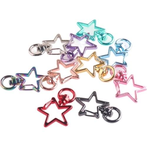 Star Shape Swivel Clasp Lobster Swivel Clasps Clips Bag Key Ring Hook Findings Keychain Rianbow 10PCS