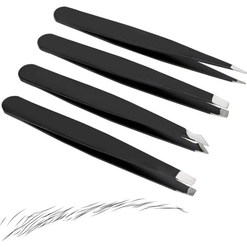 NICEYARD 4 Piece/Set Industrial Precision Straight Tweezers For DIY Eyebrow Anti-static Stainless Steel Tweezers Repair Tools