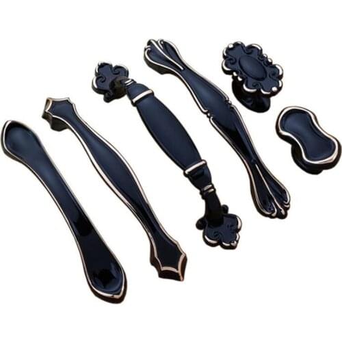 Rose Black European Cabinet Handles Aluminum Alloy Door Kitchen Knobs Cabinet Pulls Drawer Knobs Wardrobe handle