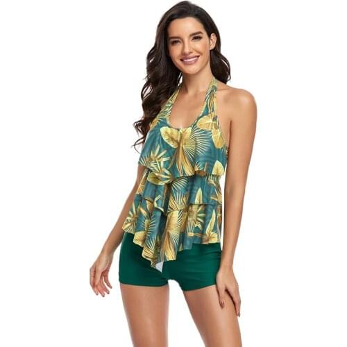 Sexy Women Bikini 2021 Print Swimwear Halter Backless Swimsuit Plus Size Ruffle Bikini Set Bodysuit Bathing Suit Summer Biquini