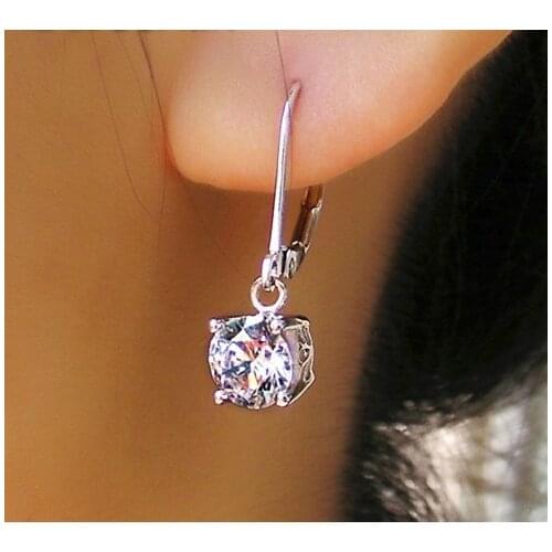 1Ct 6.5mm each G-H Moissanite Diamond Earrings Marriage Jewelry TEST POSITIVE 925 Sterling Silver Anniversary Earrings