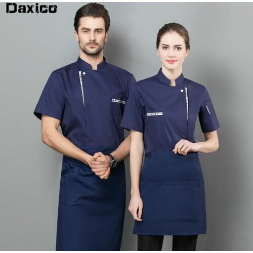Chef Uniform Short Sleeve Hotel Chef Jacket Western Restaurant Chef Uniform Man Cafe Cooking Tops Food Service Work Wear