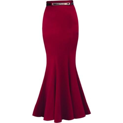 Women Skirts Summer Belted Decorated Mermaid Skirts Female Slim Office Clothes Vintage Hips-wrapped Bodycon Long Skirt Faldas