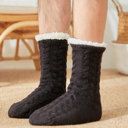 Winter Indoor Floor Sock Thick Warm Cotton Lined Fleece Socks Fluffy Carpet Non-Slip Thermal Sock For Men Women 2021 New