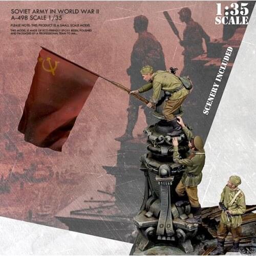 1/35 Resin model kits figure colorless and self-assembled (3 characters) A-498