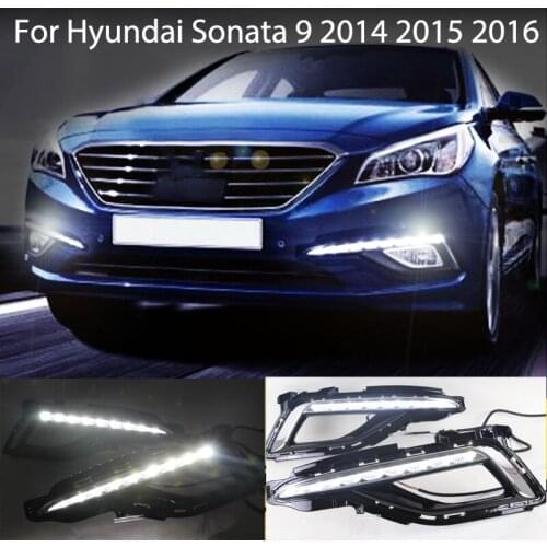 1 set For Hyundai Sonata 9 2014 2015 2016 Car LED Driving DRL Daytime Running Lights Daylight 12V ABS Fog Lamp Cover