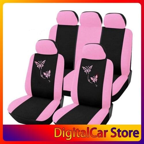 1 Sets universal Butterfly Fashion Style Front Rear Universal Car Seat Covers Luxury Cute Pink car styling
