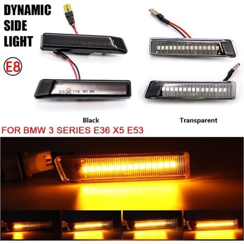 2Pcs/Lot Dynamic Turn Signal LED Light For BMW X5 E53 2000-2005 E36 1997-1999 Side Fender Marker Sequential Lamp